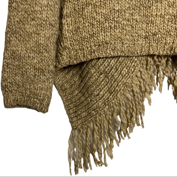 Silvia Novelli Brown Knit Asymmetric Cardigan Fringe Hem Large L - Picture 11 of 15